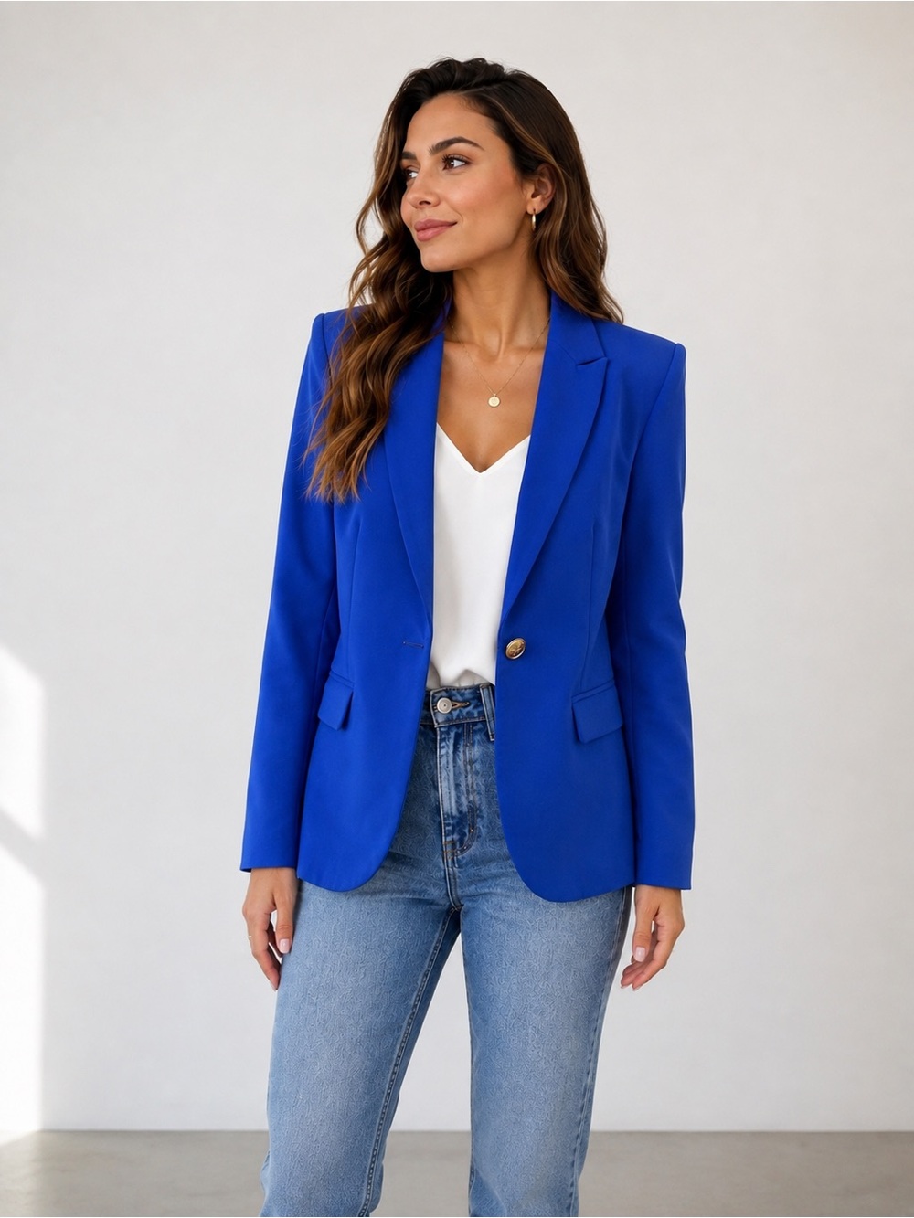 boohoo Royal Blue Single-Button Tailored Blazer